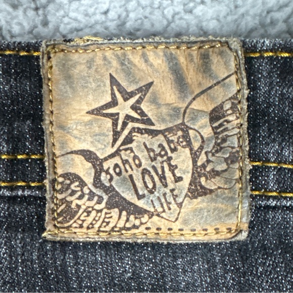 Soho Babe Love Life Women Blue Denim Jeans 7 Beautiful Multi Colored Patchwork - Picture 11 of 15